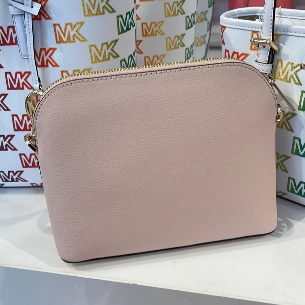 MICHAEL KORS Jet Set Travel Medium Dome Crossbody Bag Powder Blush  NWT